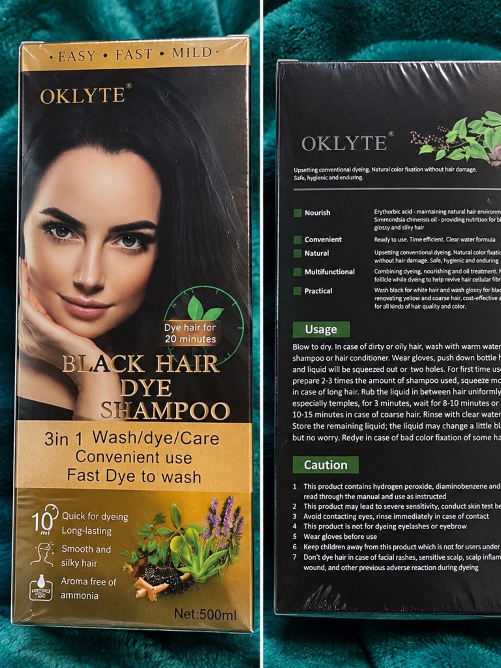 NWT Hair Dye Shampoo- Black By OKYLTE Extra size box!